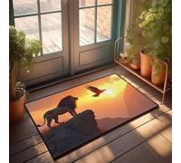 Retro Area Rug Lion And Eagle Face Each Other At Sunset. Doormat Outdoor Paw Mat Man Cave Accessories And Decor(40X60CM)