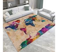 Retro Area Rugs Watercolor World Map Machine Washable Non-Slip Area Rug 60 X 90 Cm Easy Care Short Pile Carpet For Living Room Bedroom Dining Room Office & Nursery,180 X 240 Cm
