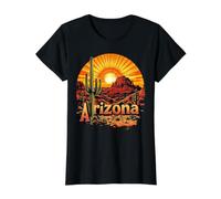 Retro Arizona Home State AZ Desert Sunset Vintage Value Graphic T-Shirt, Women, Black, L