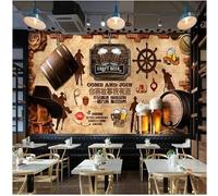 Retro Art Brick Wall Cowboy Beer Restaurant 3D Wallpaper Premium Textured Silk Study Dining Living Room Bedroom Sofa TV Wall Easy Install-250cm×170cm