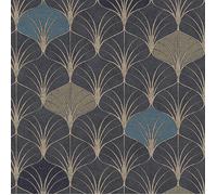 Retro Art Deco Black White A.S Creation Metallic Wallpaper Textured Vinyl