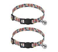 Retro Art Geometric Faces Breakaway Cat Collars with Bell 2 Pack Kitten Collars Adjustable 10.6 to 17.1 Inches