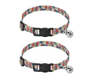 Retro Art Geometric Faces Breakaway Cat Collars with Bell 2 Pack Kitten Collars Adjustable 10.6 to 17.1 Inches