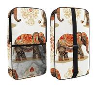 Retro Art Indian Elephant Pickleball Paddle Cover with Mesh Pocket for Accessories, Fits 2 Paddles and 4balls