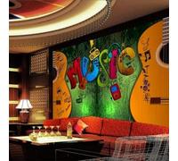 Retro Art Music Guitar Graffiti Lines 3D Wallpaper Premium Textured Silk Study Dining Living Room Bedroom Sofa TV Wall Easy Install-400cm×280cm