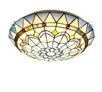 Retro Art Stained Glass Ceiling Light Flush Mount, Dimmable Stained Glass LED Ceiling Lamp, E26, Vintage Chandeliers Pendant Hanging Light for Bedroom Living Room y Bathroom,50cm