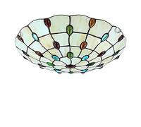 Retro Art Stained Glass Ceiling Light Flush Mount, Dimmable Stained Glass LED Ceiling Lamp, E27, European Pastoral Bedroom Chandeliers Lighting for Living Room Bedroom Bathroom y,A,20 inch