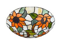 Retro Art Stained Glass Ceiling Light Flush Mount, Dimmable Stained Glass LED Ceiling Lamp, E27, European Pastoral Bedroom Chandeliers Lighting for Living Room Bedroom Bathroom y,D,12 inch
