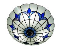 Retro Art Stained Glass Ceiling Light Flush Mount, Vintage Stained Glass Ceiling Lamp for Living Room Bedroom Kitchen y, E27, MAX40W,B,60cm