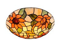 Retro Art Stained Glass Ceiling Light,Stained Glass LED Ceiling Lamp Flush Mount, Sun Flower Shade Decoration Kitchen Chandeliers Pendant Hanging Light for Bedroom Living Room y Bathroom, E26,40cm