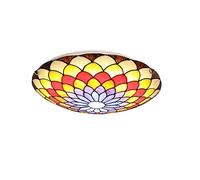 Retro Art Stained Glass Ceiling Lights Flush Mount, Retro y LED Ceiling Lamp, Stained Glass Shade Round Ceiling Lighting Fixtures for Living Room Bedroom Kitchen,6000K,40CM