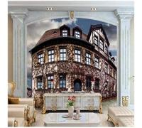 Retro Art Town Architecture Castle 3D Wallpaper Premium Textured Silk Study Dining Living Room Bedroom Sofa TV Wall Easy Install-350cm×256cm