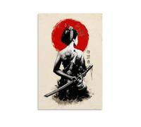 Retro Asian Japanese Wall Art Canvas Poster - Geisha Samurai Canvas Print Wall Decor 08x12inch(20x30cm)