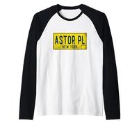 Retro Astor Place NY New York Manhattan Neighborhood Raglan Baseball Tee