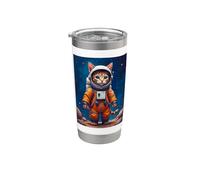 Retro Astronaut Cat Funny Animals Sci-Fi Space Galaxy Kids Stainless Steel Insulated Tumbler