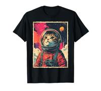 Retro Astronaut Cat in Space Vintage Galaxy Cosmic Sci-Fi T-Shirt