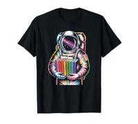 Retro Astronaut discovering a Magical Book in the Cosmos T-Shirt