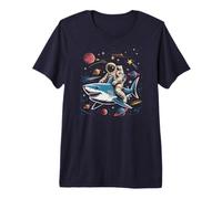 Retro Astronaut Riding Shark Give Me Space OT Science SPED Premium T-Shirt