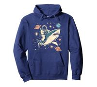 Retro Astronaut Riding SHARK In Space Girl Give I Need Space Pullover Hoodie
