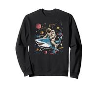 Retro Astronaut Riding SHARK In Space Summer Waves Science Sweatshirt