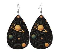 Retro astronomical pattern Earrings Daily Styles Collection | Lightweight Leather Earring Hypoallergenic Design for Women Jewelry Teardrop Dangle Earring Fashion Pendant Gift