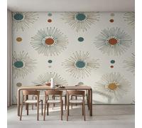 Retro Atomic Wallpaper 250 x 175 cm (W x H), Home Decor | Mid Century Modern Wall Mural, Non-Woven Pattern Photo Wallpaper, Living Room, Bedroom Y&W3