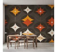 Retro Atomic Wallpaper 315 x 215 cm (W x H), Home Decor | Mid Century Modern Wall Mural, Non-Woven Pattern Photo Wallpaper, Living Room, Bedroom Y&W56