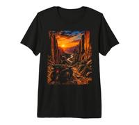 Retro ATV Desert Canyon Sunset Vintage Style Art Premium T-Shirt