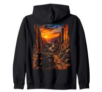 Retro ATV Desert Canyon Sunset Vintage Style Art Zip Hoodie