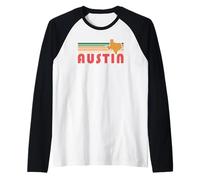 Retro Austin Texas Vintage 70s Sunset Silhouette Art Raglan Baseball Tee