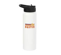 Retro Austin Texas Vintage 70s Sunset Silhouette Art Stainless Steel Insulated Water Bottle