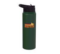 Retro Austin Texas Vintage 70s Sunset Silhouette Art Stainless Steel Insulated Water Bottle