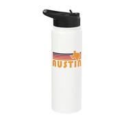 Retro Austin Texas Vintage 70s Sunset Silhouette Art Stainless Steel Insulated Water Bottle