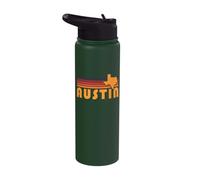 Retro Austin Texas Vintage 70s Sunset Silhouette Art Stainless Steel Insulated Water Bottle