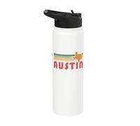 Retro Austin Texas Vintage 70s Sunset Silhouette Art Stainless Steel Insulated Water Bottle