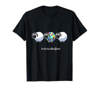 Retro Autism Puzzle Tee Sheep Awareness It's Ok To Be A Little Different Autism Awareness T-Shirt Black Small Classic Fit Crew Neck Short Sleeve Unisex-Adults