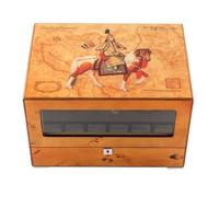 Retro Automatic 10 Watch Winder Box Luxury Wooden Piano Paint Super Quiet Motor Battery Powered and AC Adapter for 4 Wrist Watches + 6 Storage Case (Color : Brown-B)