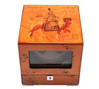 Retro Automatic Double Watch Winder Box Luxury Wooden Piano Paint Super Quiet Motor Battery Powered and AC Adapter for 2 Wrist Watches (Color : Brown-A)