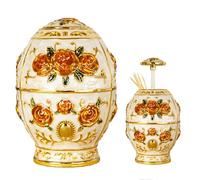 Retro Automatic Toothpick Dispenser, Elegant Zinc Alloy Pop-Up Toothpick Holder with Floral Pattern, Portable Decorative Toothpick Box for Home, Restaurant, Bar - Ideal as a Gift (E)