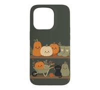 Retro Autumn Harvest Shelf Doodle Characters Vibe Case for iPhone 15 Pro