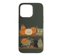 Retro Autumn Harvest Shelf Doodle Characters Vibe Case for iPhone 15 Pro Max