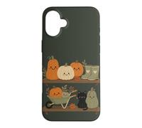 Retro Autumn Harvest Shelf Doodle Characters Vibe Case for iPhone 16 Plus