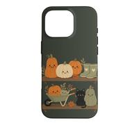 Retro Autumn Harvest Shelf Doodle Characters Vibe Case for iPhone 16 Pro
