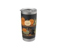 Retro Autumn Harvest Shelf Doodle Characters Vibe Stainless Steel Insulated Tumbler