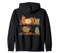 Retro Autumn Harvest Shelf Doodle Characters Vibe Zip Hoodie