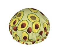 Retro Avocado Shower Cap Waterproof Luxury Shower Caps for Women Reusable Bath Hair Cap Fashion Shower Hat with Elastic Easy to Wear