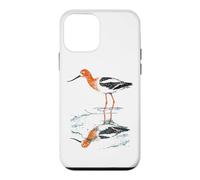 Retro Avocet Linocut s Water Reflection s Bird Watcher Case for iPhone 12 mini
