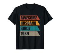 Retro Awesome Husband Since 1989 37th Wedding Anniversary T-Shirt