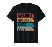 Retro Awesome Husband Since 2009 17th Wedding Anniversary T-Shirt