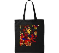 Retro Aztec Arrow Shaman On The Throne Natural Ecological Cotton Tote Bag Black